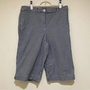 Womens Talbots Brand Bermuda Length Black and White Gingham Print Shorts Size 10